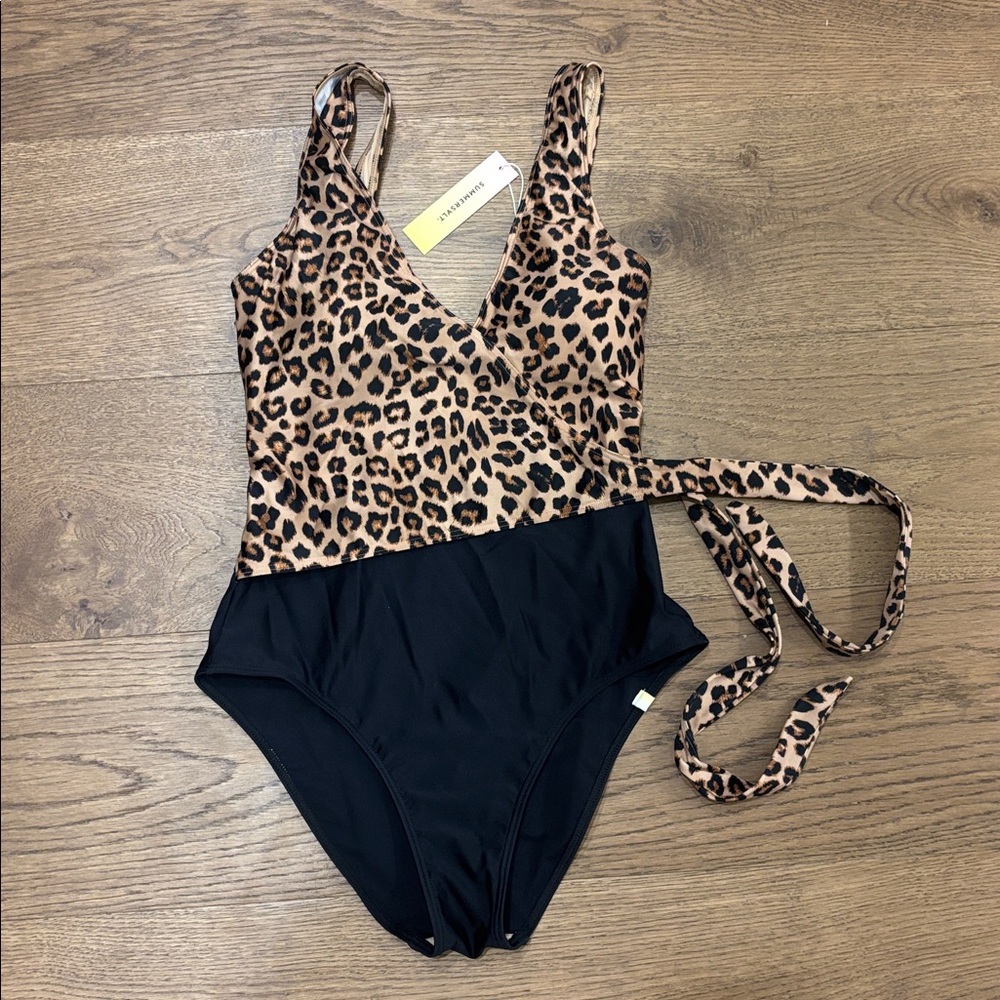 summersalt Leopard Print and Black One-Piece Swimsuit